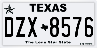 TX license plate DZX8576