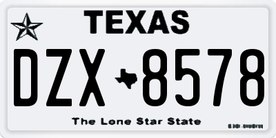 TX license plate DZX8578