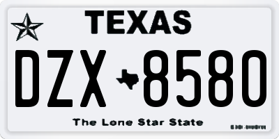 TX license plate DZX8580