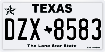 TX license plate DZX8583