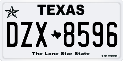 TX license plate DZX8596