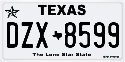 TX license plate DZX8599