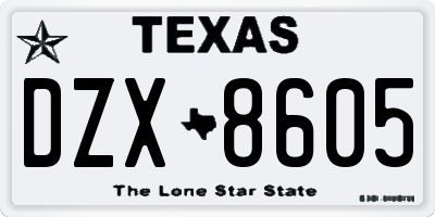 TX license plate DZX8605