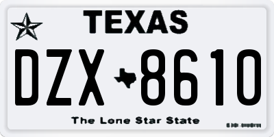 TX license plate DZX8610