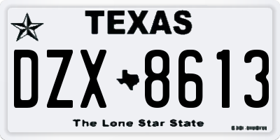 TX license plate DZX8613