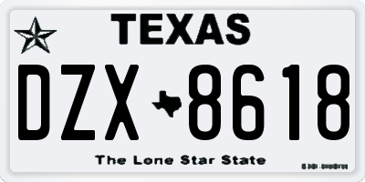 TX license plate DZX8618
