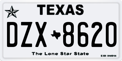 TX license plate DZX8620