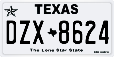 TX license plate DZX8624
