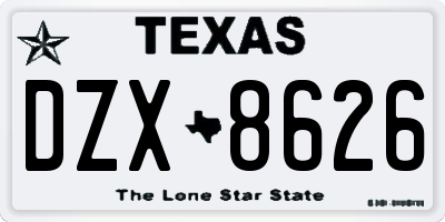 TX license plate DZX8626