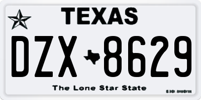 TX license plate DZX8629