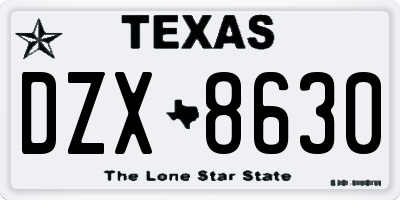 TX license plate DZX8630