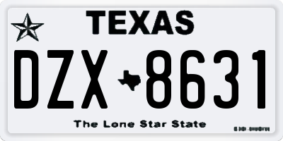 TX license plate DZX8631