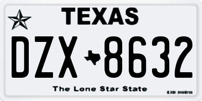 TX license plate DZX8632