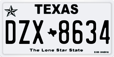 TX license plate DZX8634