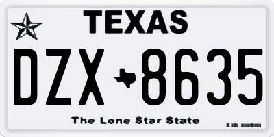 TX license plate DZX8635