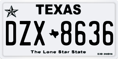 TX license plate DZX8636