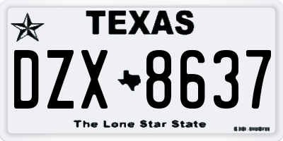 TX license plate DZX8637