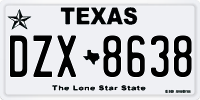 TX license plate DZX8638