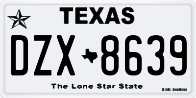 TX license plate DZX8639