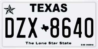 TX license plate DZX8640