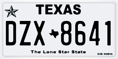 TX license plate DZX8641