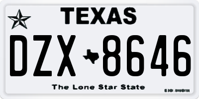 TX license plate DZX8646