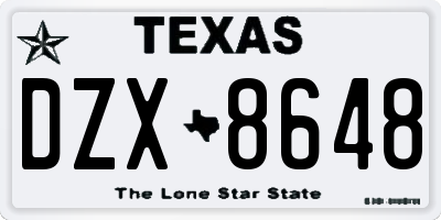 TX license plate DZX8648