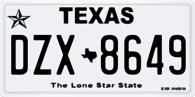 TX license plate DZX8649