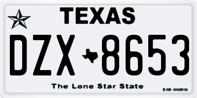 TX license plate DZX8653