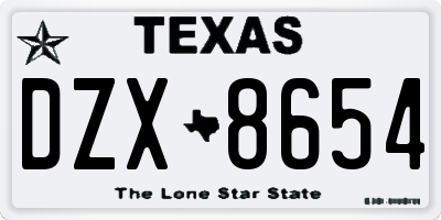 TX license plate DZX8654