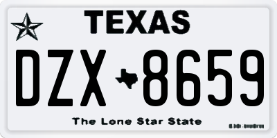 TX license plate DZX8659