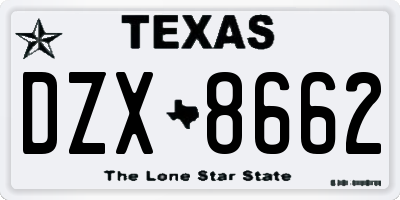 TX license plate DZX8662