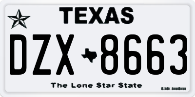 TX license plate DZX8663