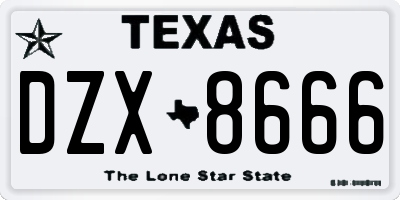 TX license plate DZX8666