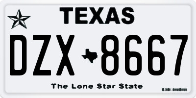 TX license plate DZX8667