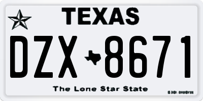 TX license plate DZX8671