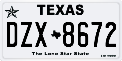 TX license plate DZX8672