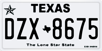 TX license plate DZX8675