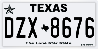TX license plate DZX8676
