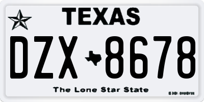 TX license plate DZX8678