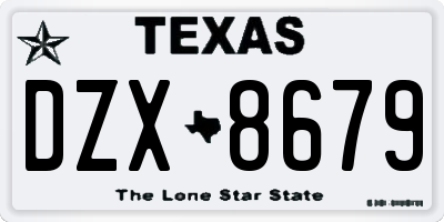 TX license plate DZX8679