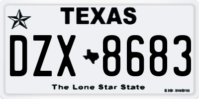 TX license plate DZX8683