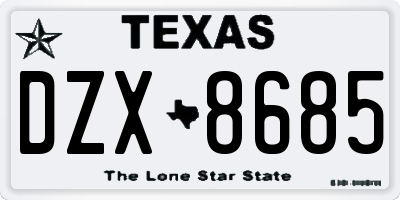 TX license plate DZX8685