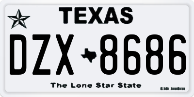 TX license plate DZX8686