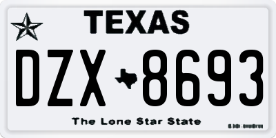 TX license plate DZX8693