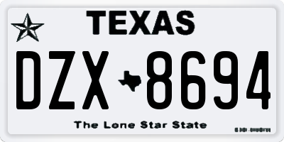 TX license plate DZX8694