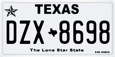 TX license plate DZX8698