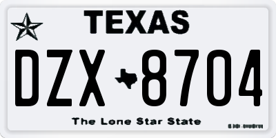TX license plate DZX8704