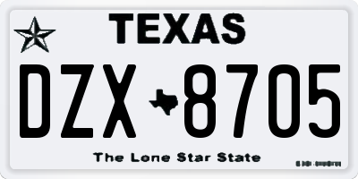 TX license plate DZX8705
