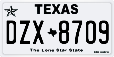 TX license plate DZX8709
